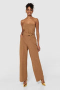 Brown strapless jumpsuit