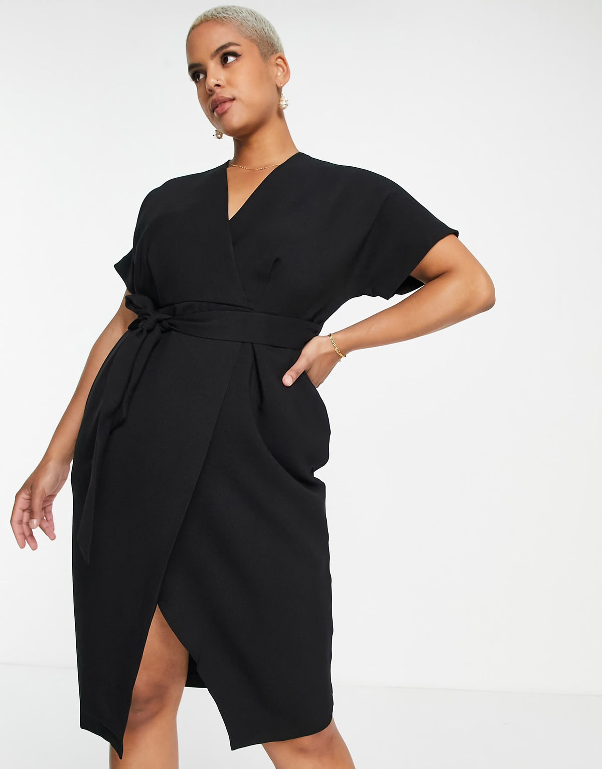 Kimono wrap dress black