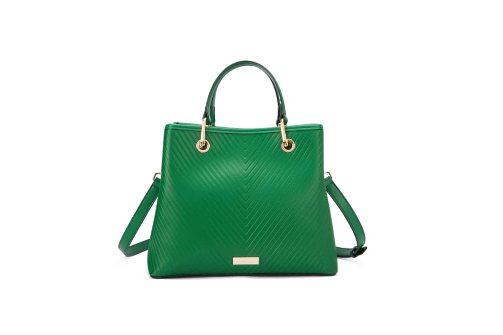 Green stripped medium handbag