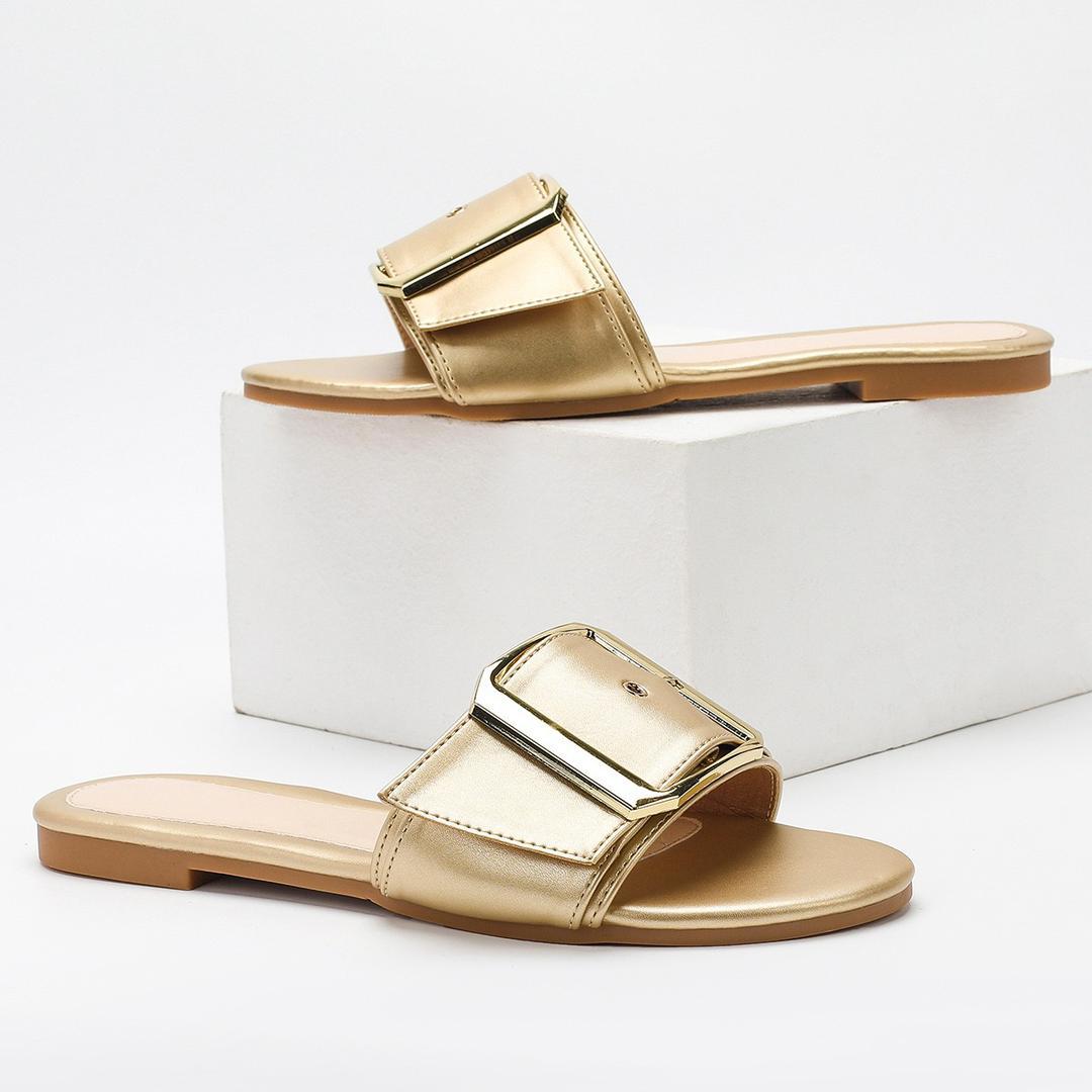 Gold flat shoes