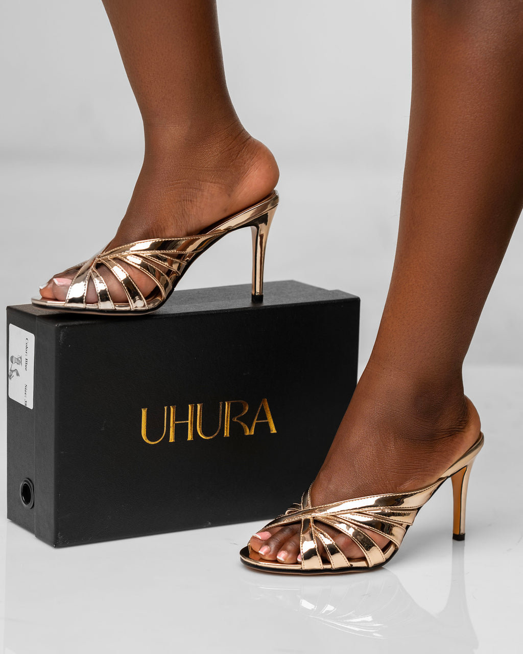 Gold strappy mules