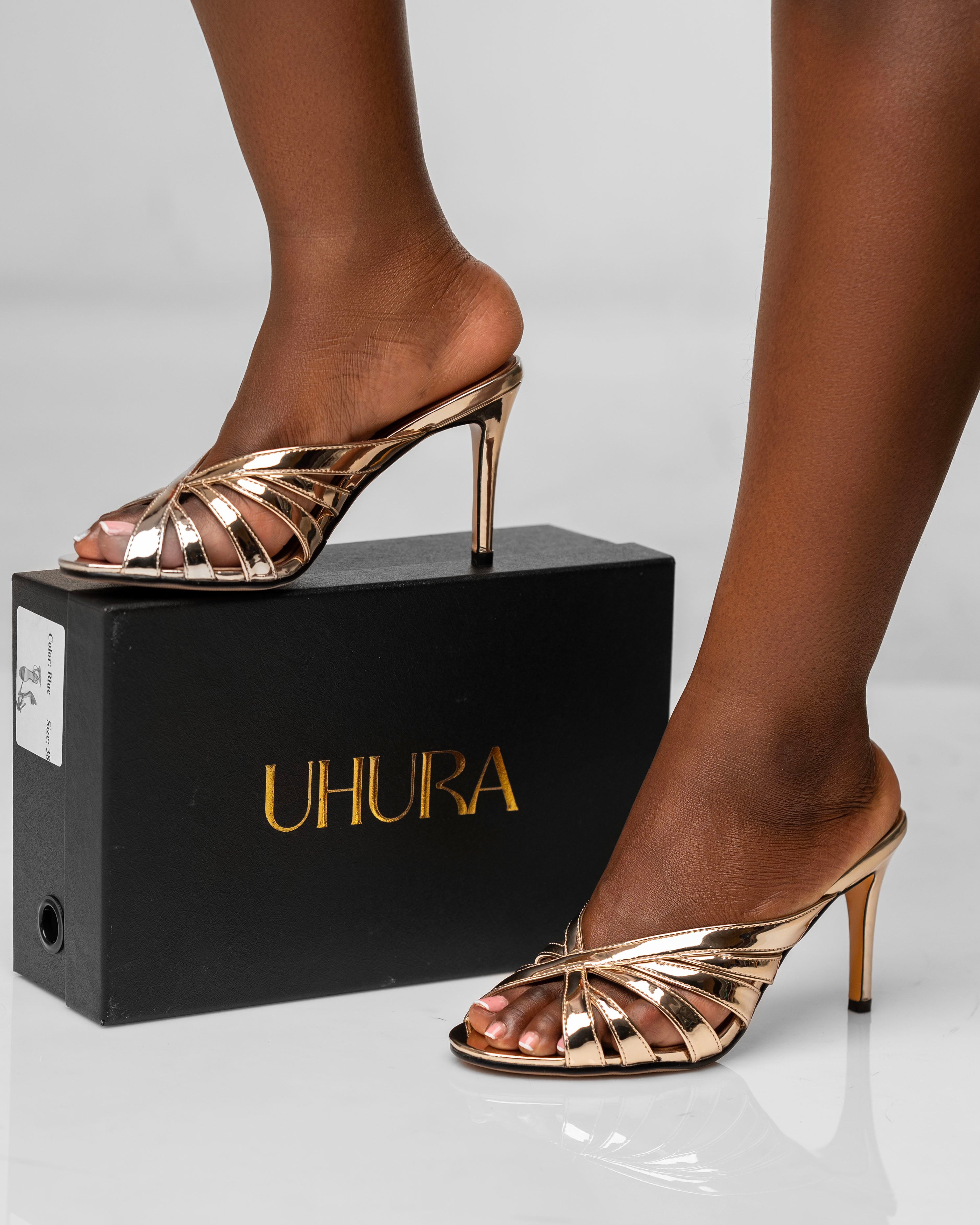 Gold strappy mules