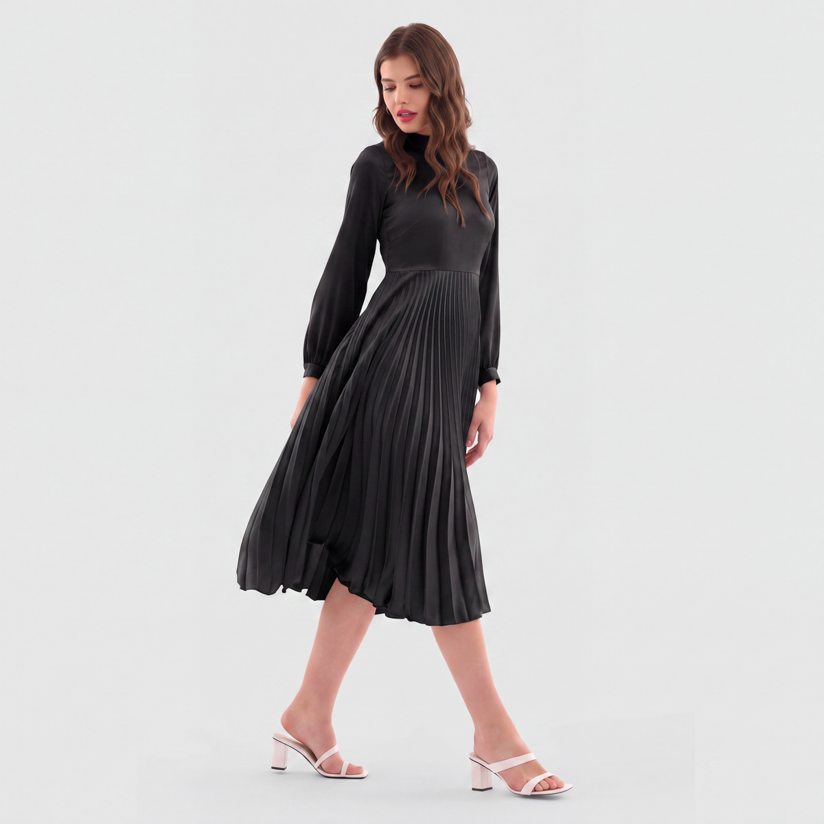 Black skater midi dress