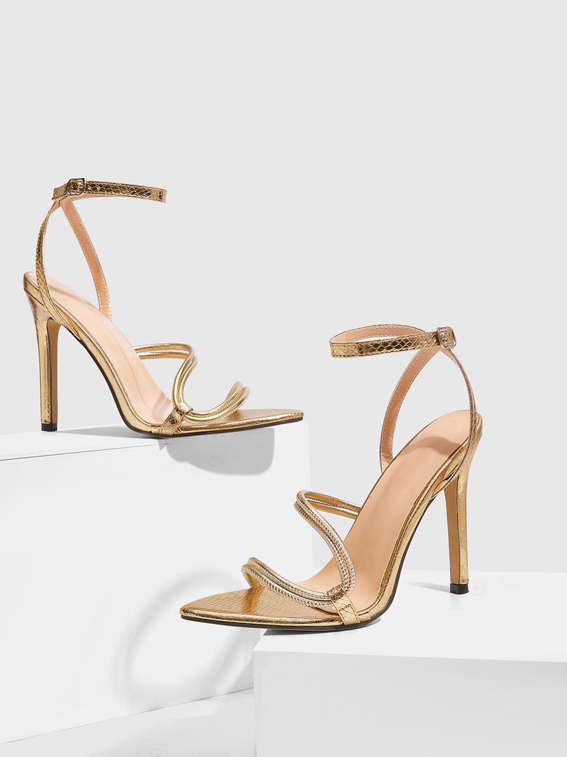 Gold strappy heel