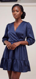 Navy satin dress
