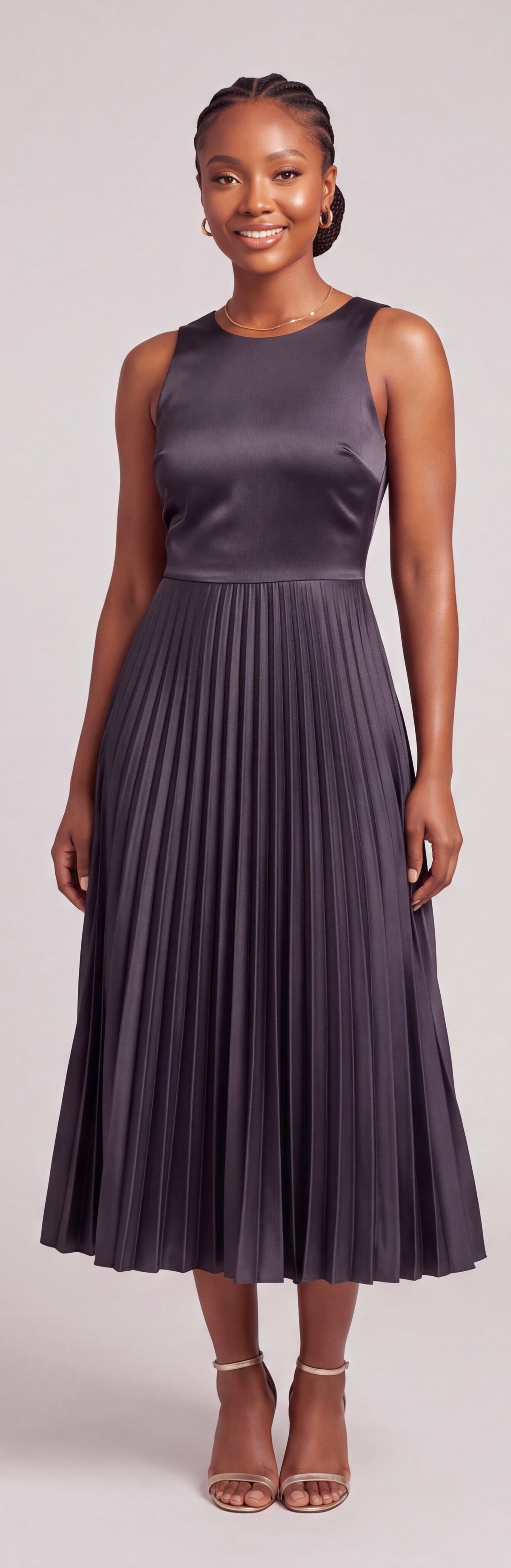 Midi black pleated dress