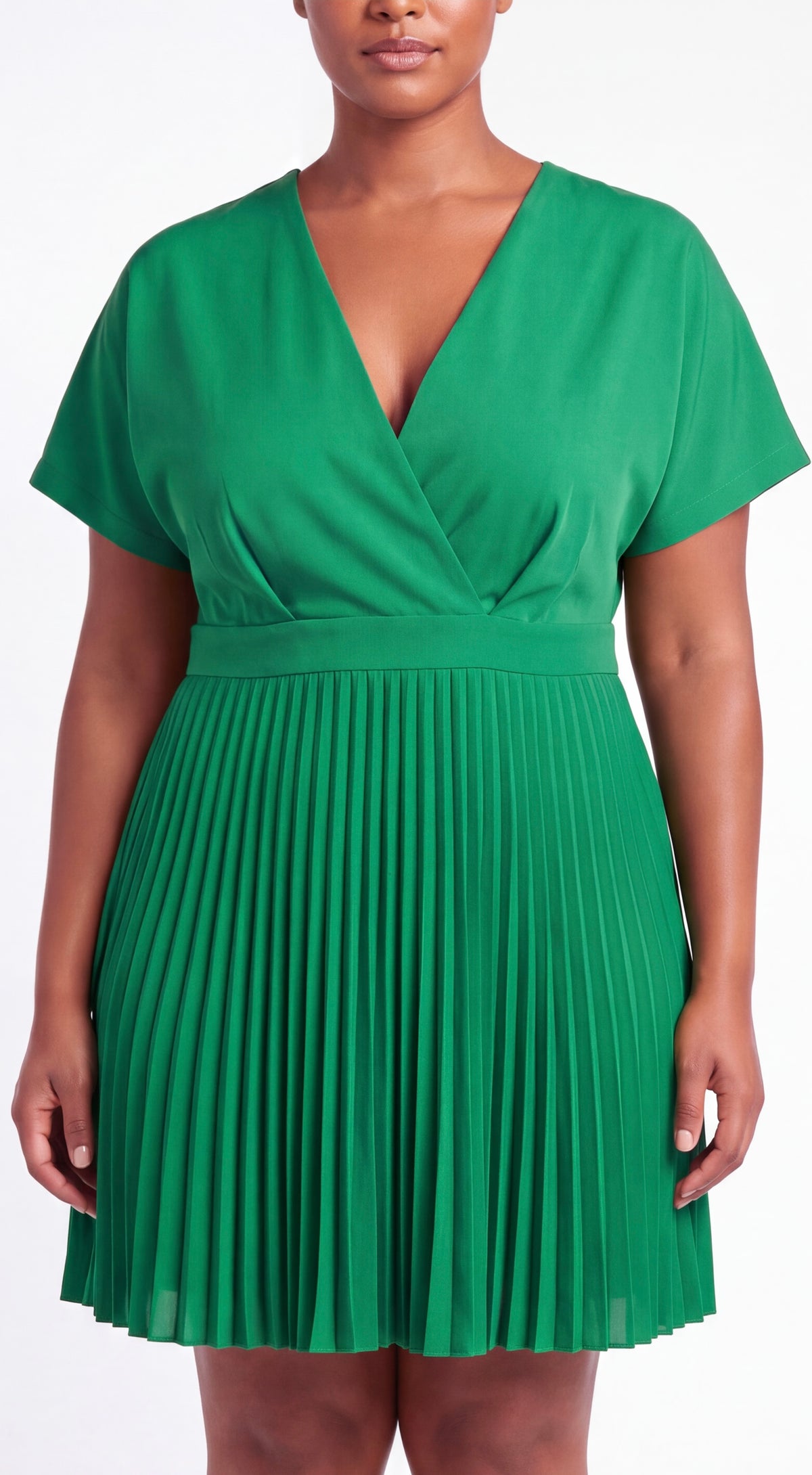 Green pleated dress