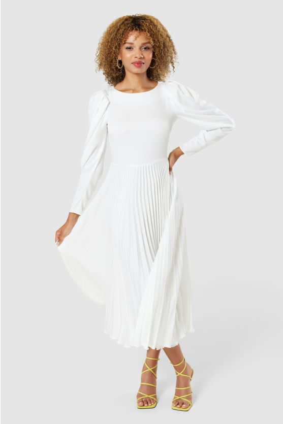 White pleated dress