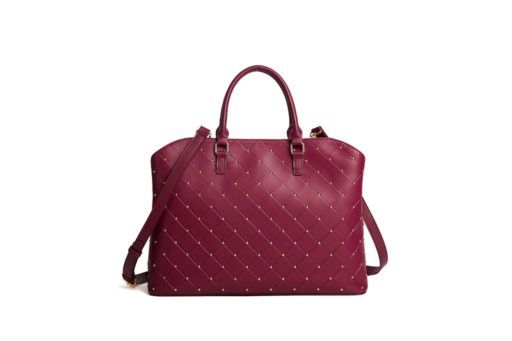 Burgundy large studded bag