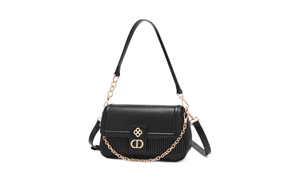 Black ruched crossody bag