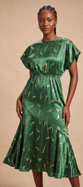 Shinny midi green dress