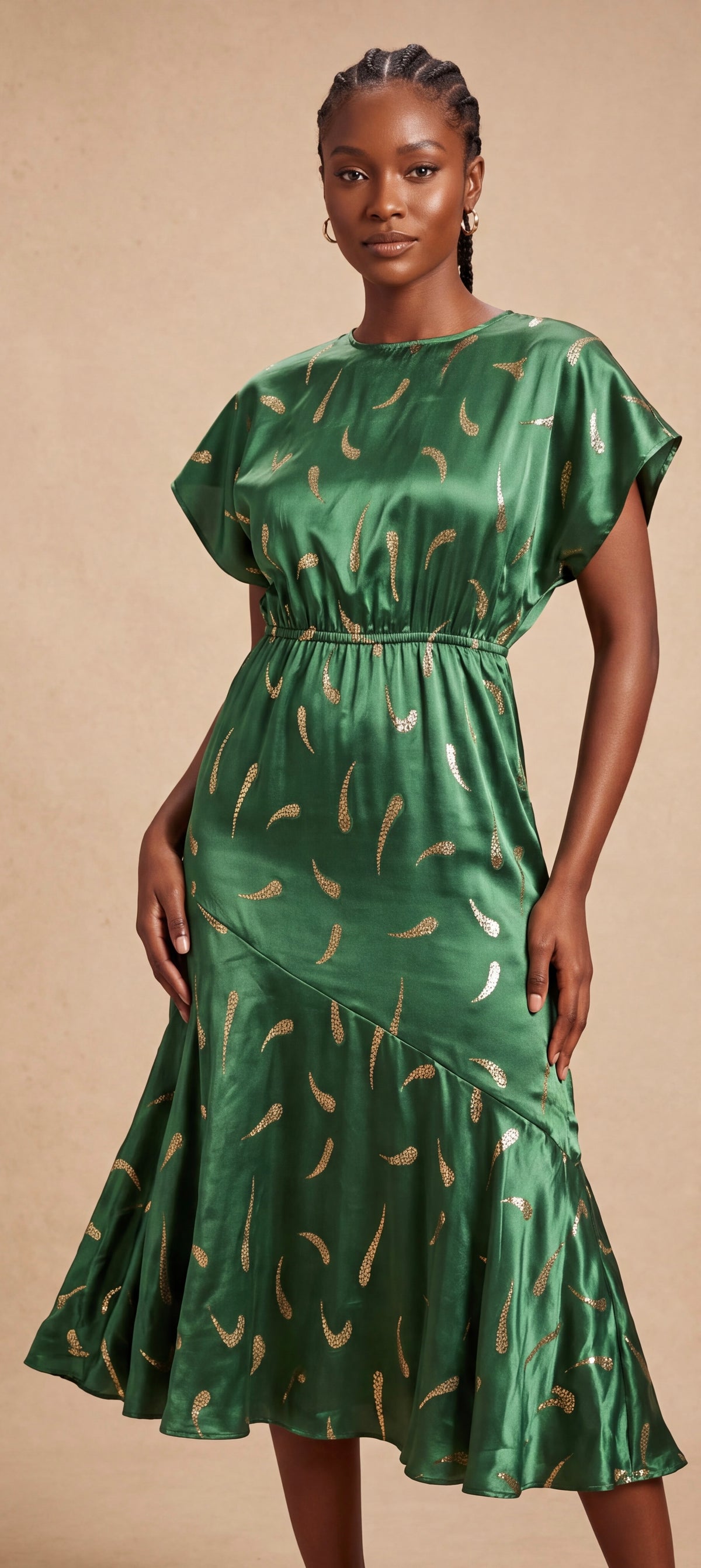 Shinny midi green dress