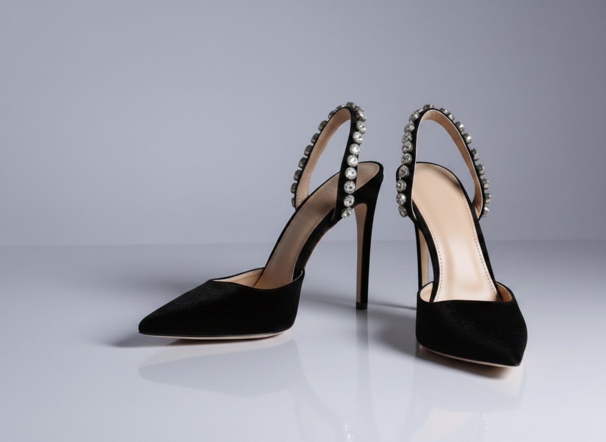 Diamond buckle heels