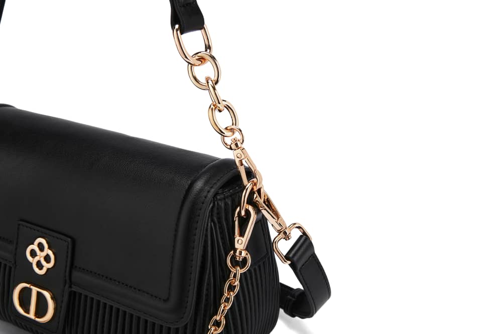 Black ruched crossody bag