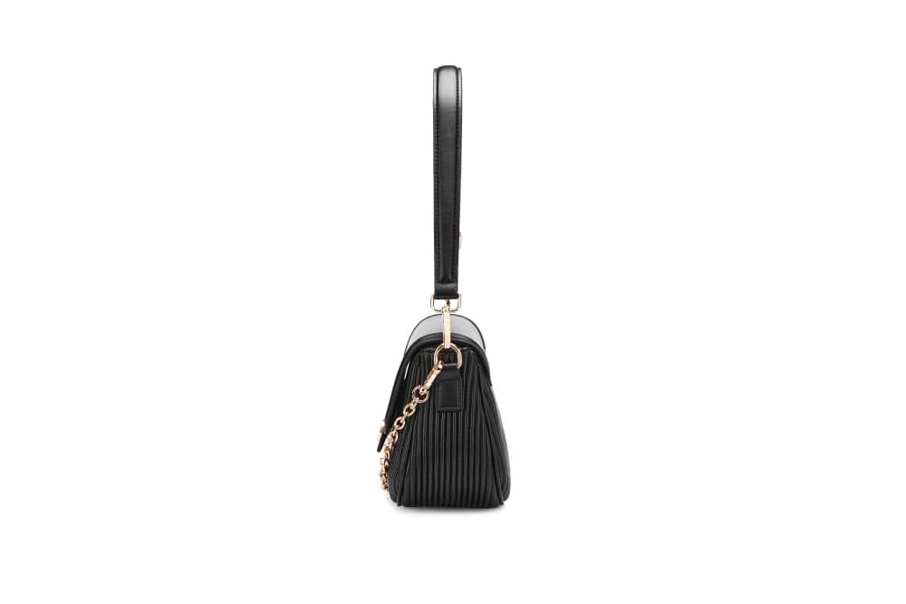 Black ruched crossody bag