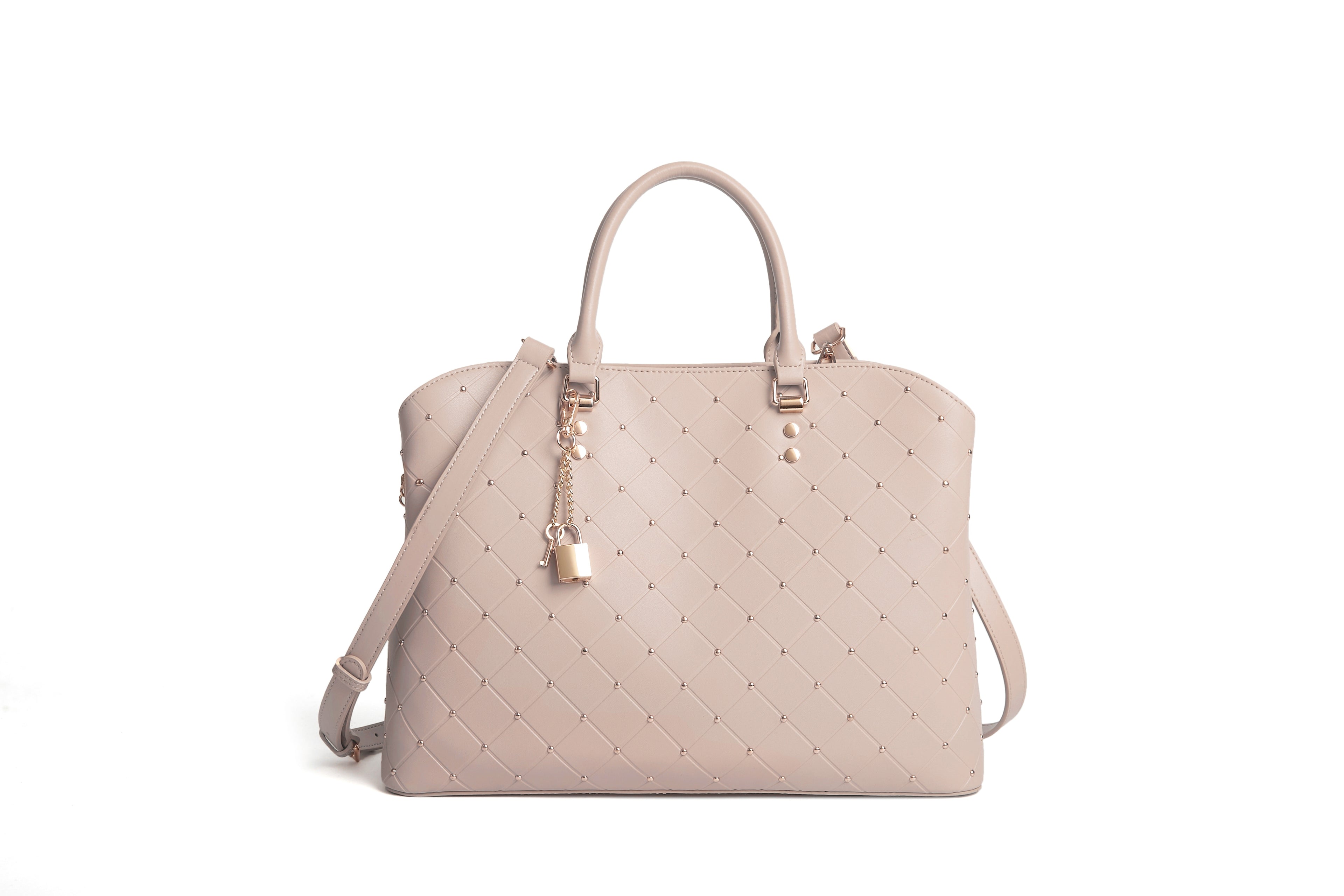 Nude studded large bag