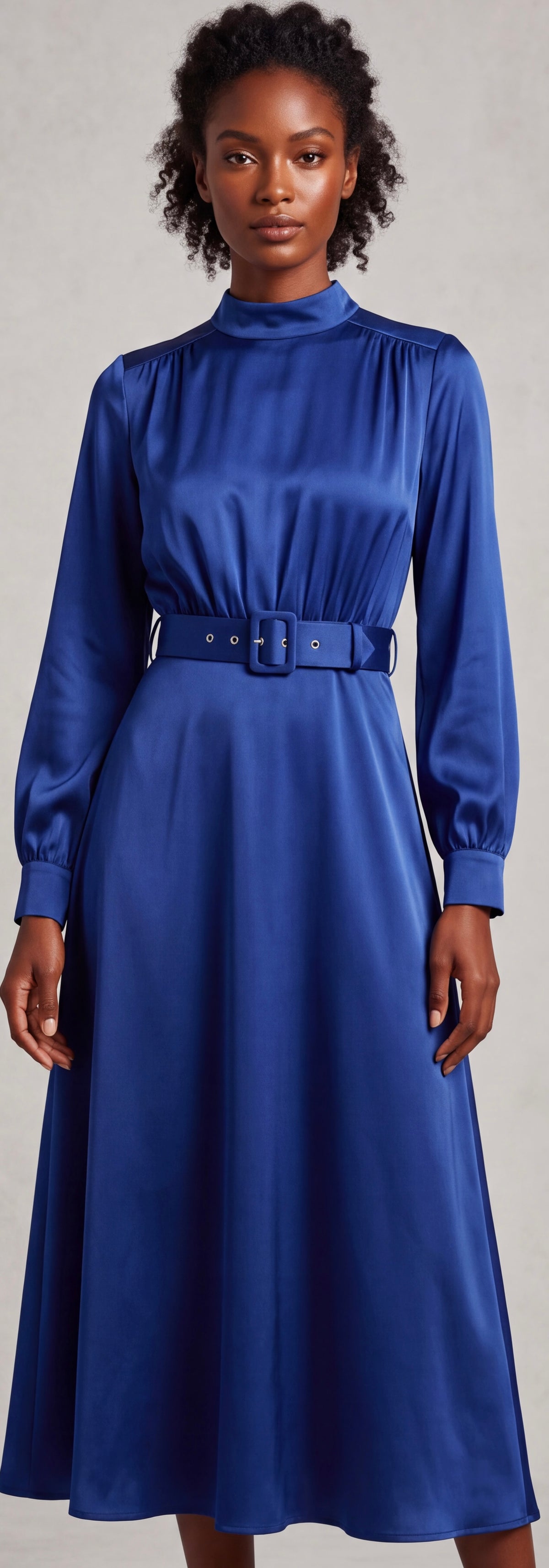 Blue belted dress