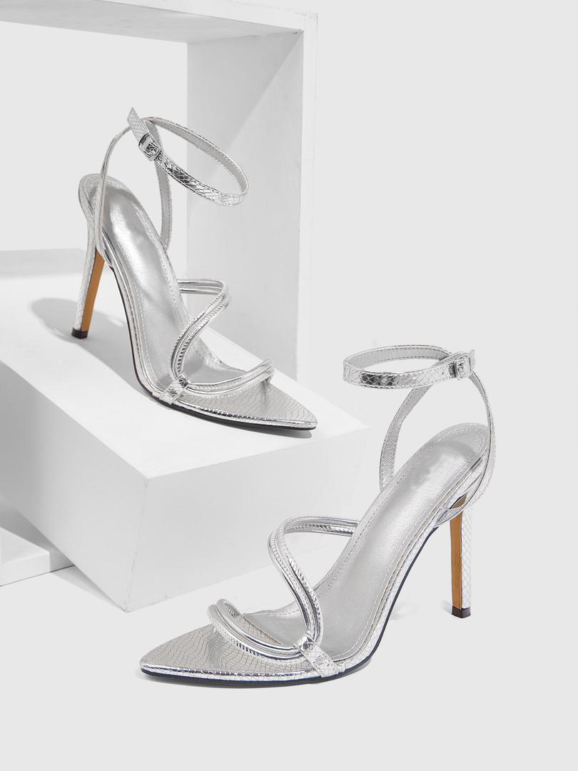 Silver strappy heels
