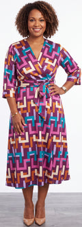 Print wrap midi dress