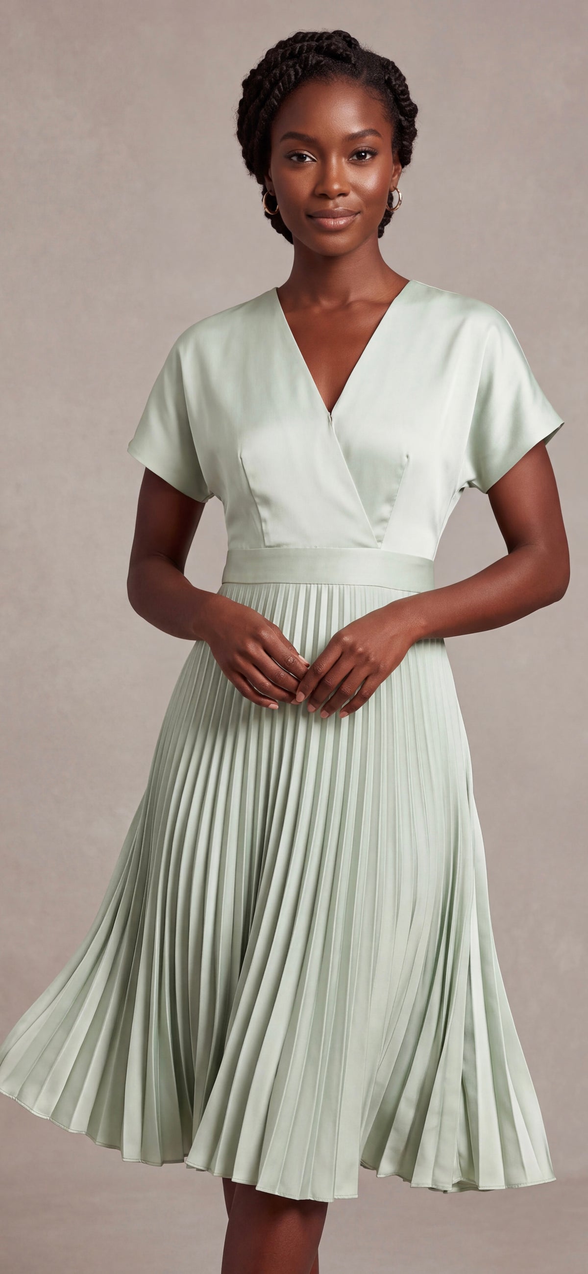 Sage pleated dress