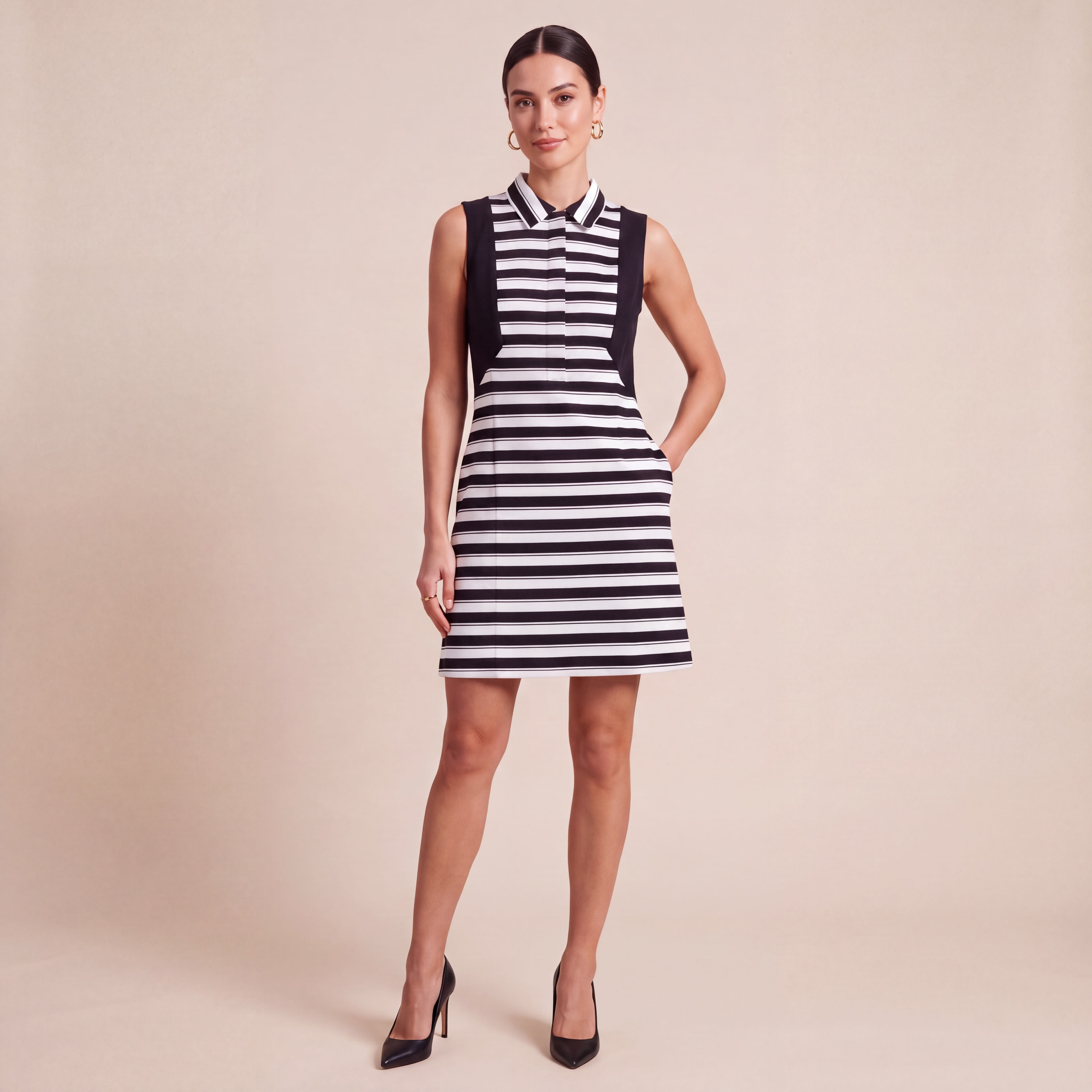 Collared mono shirt dress