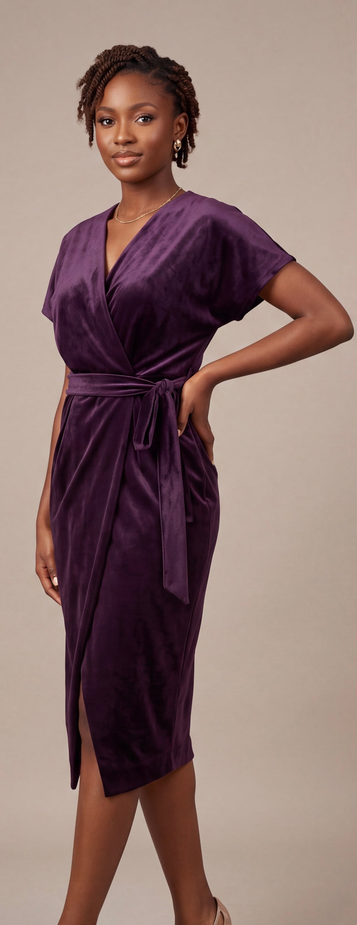 Plum wrap dress