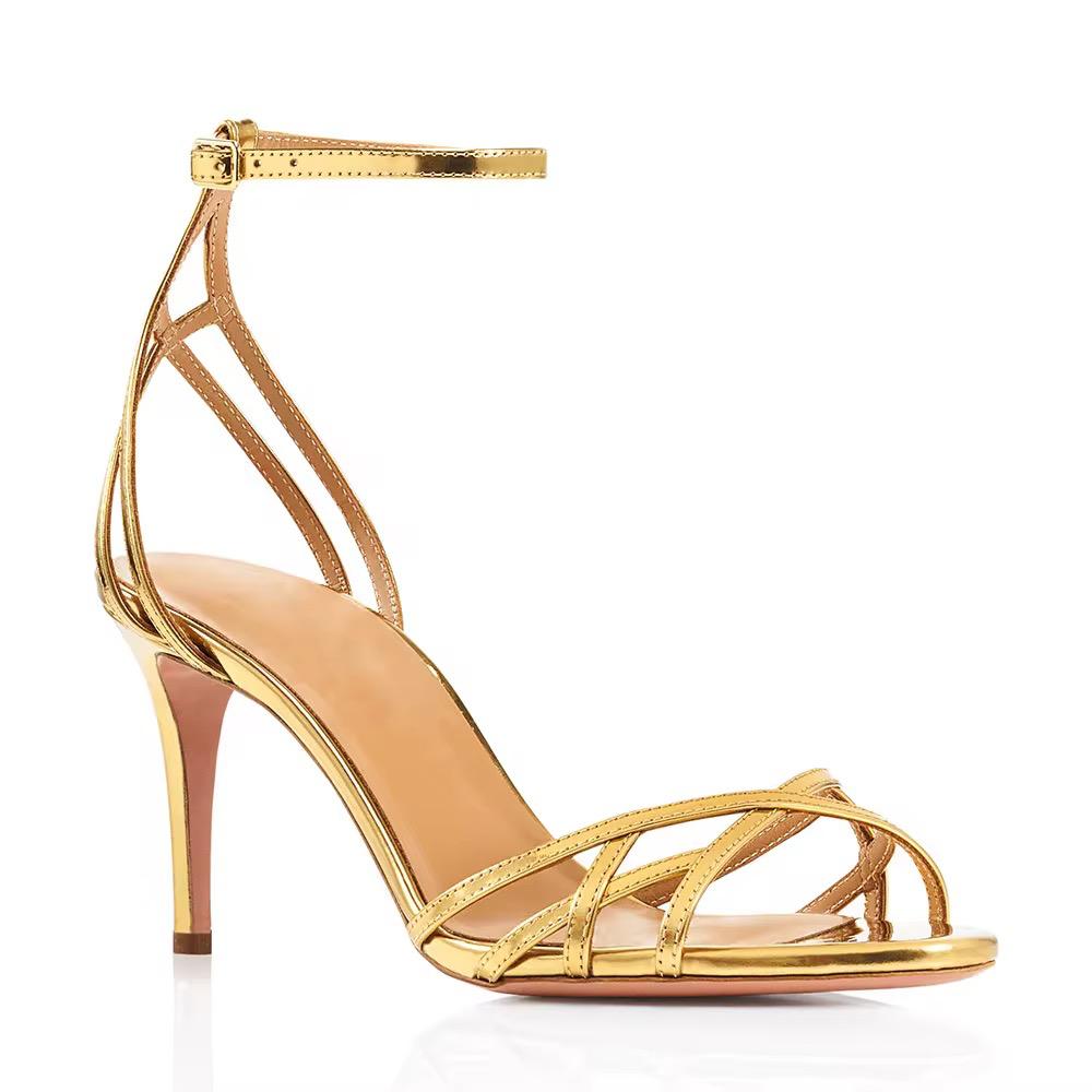Gold strappy heels
