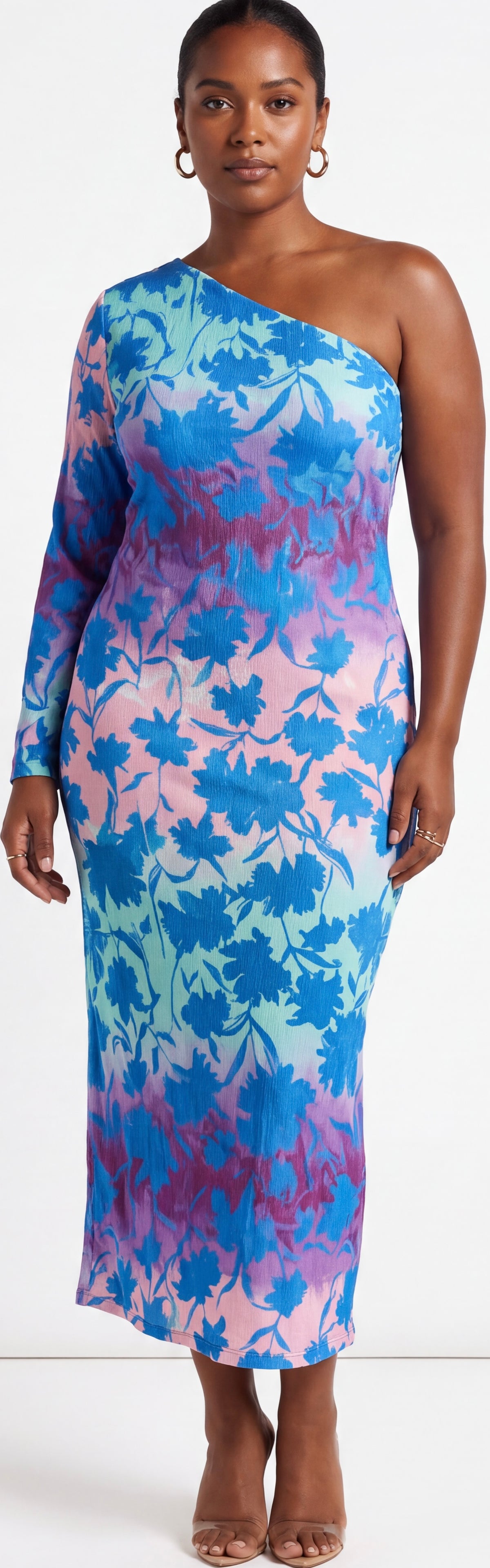 One shoulder print dress