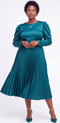 Teal pleated dress