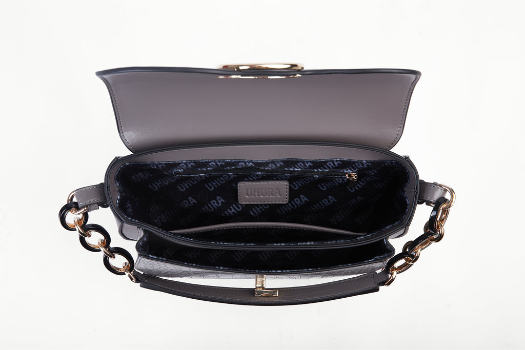 Grey medium size buckle bag