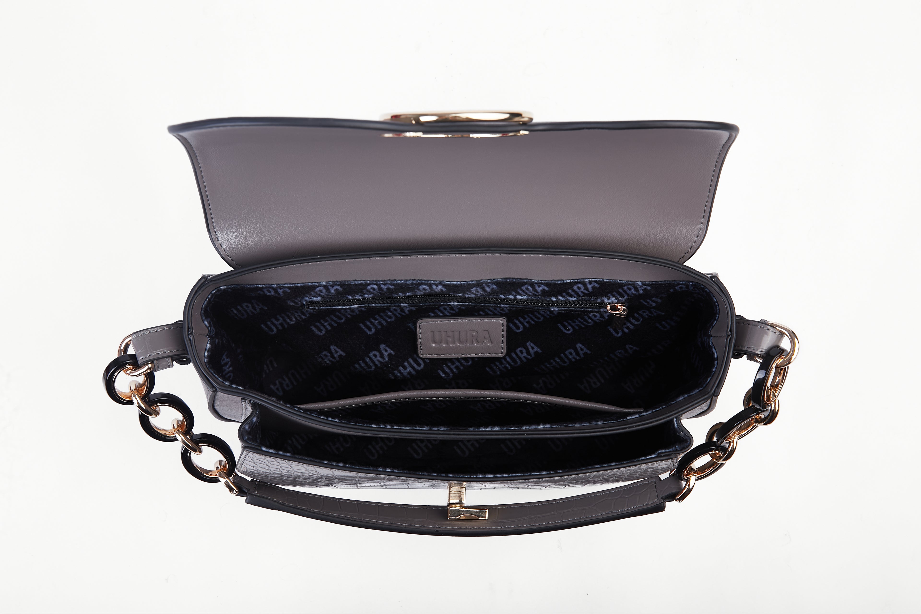 Grey medium size buckle bag