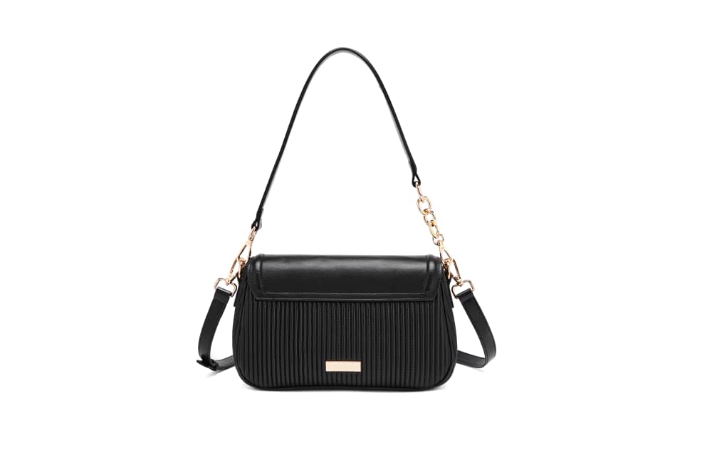 Black ruched crossody bag