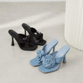 Denim heeled sandals
