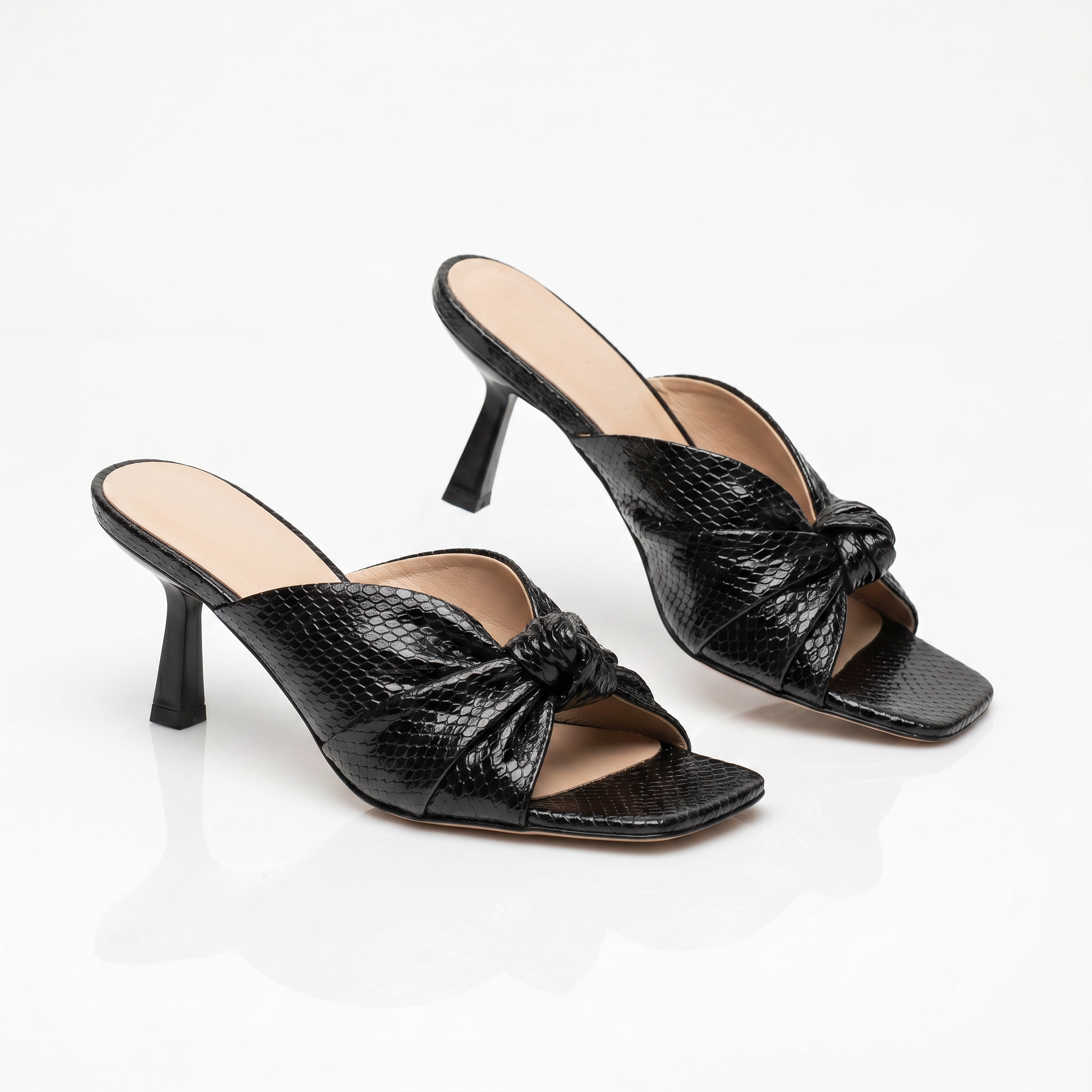 Black croc heels