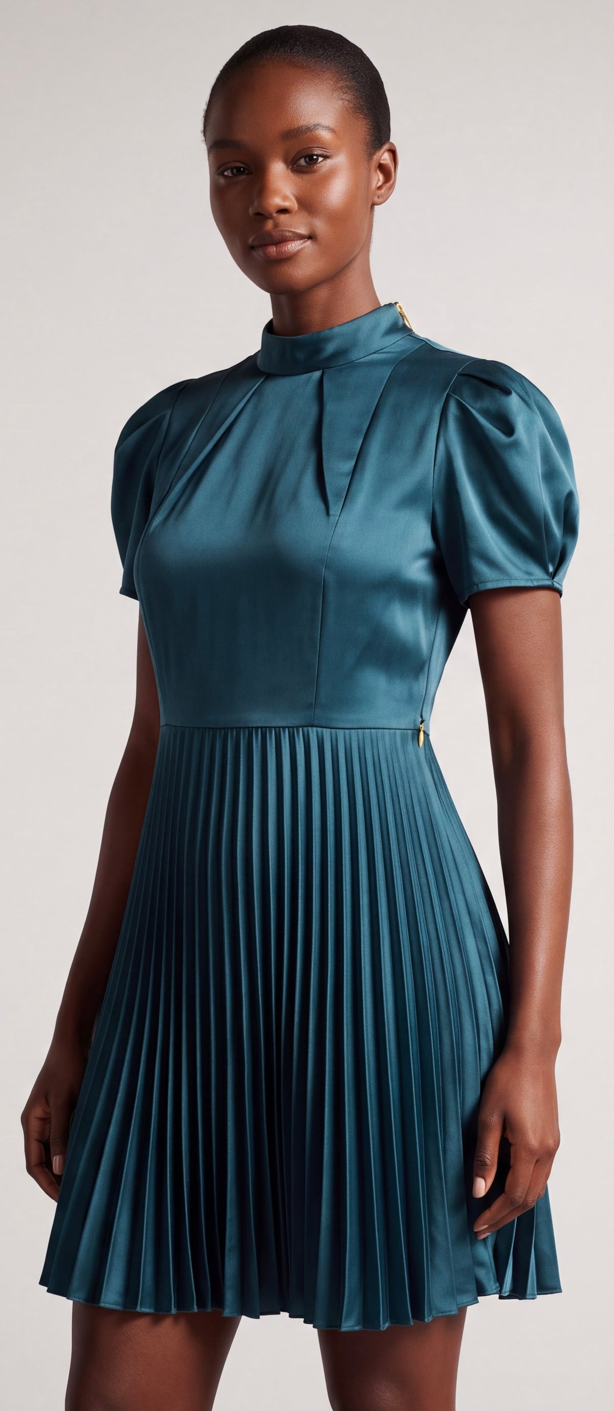 Teal pleated dress mini