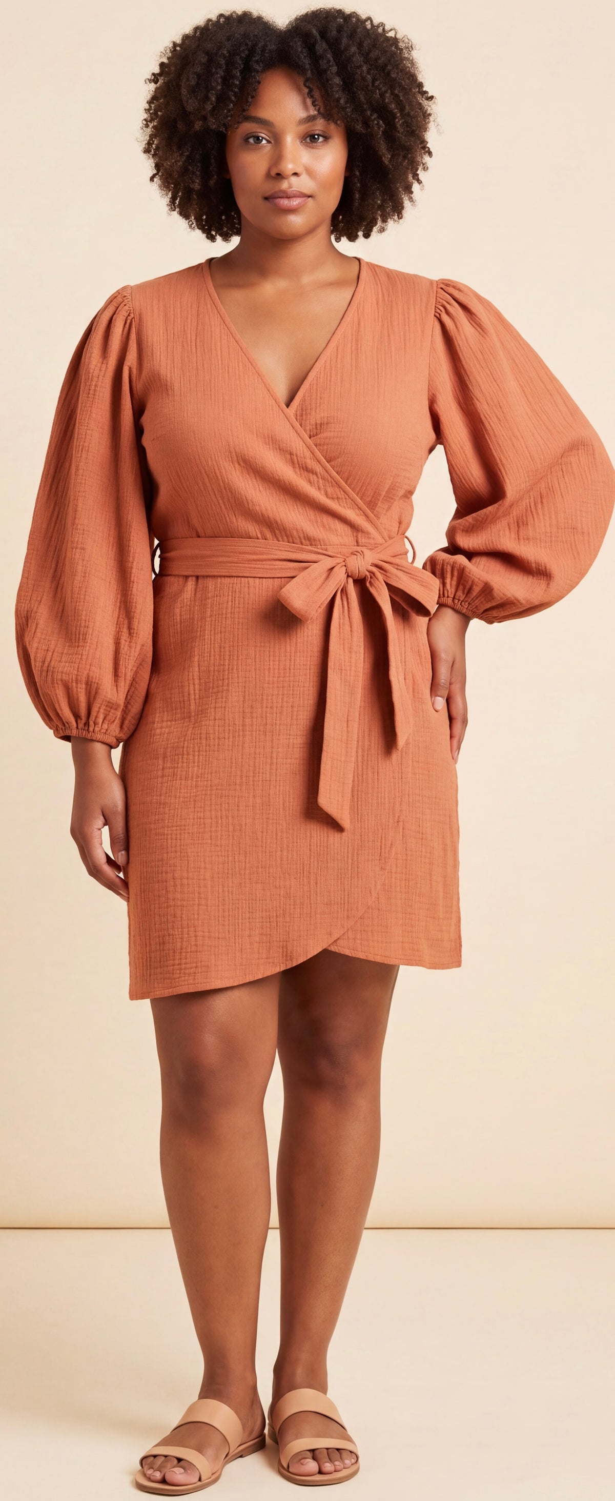 Brown wrap dress