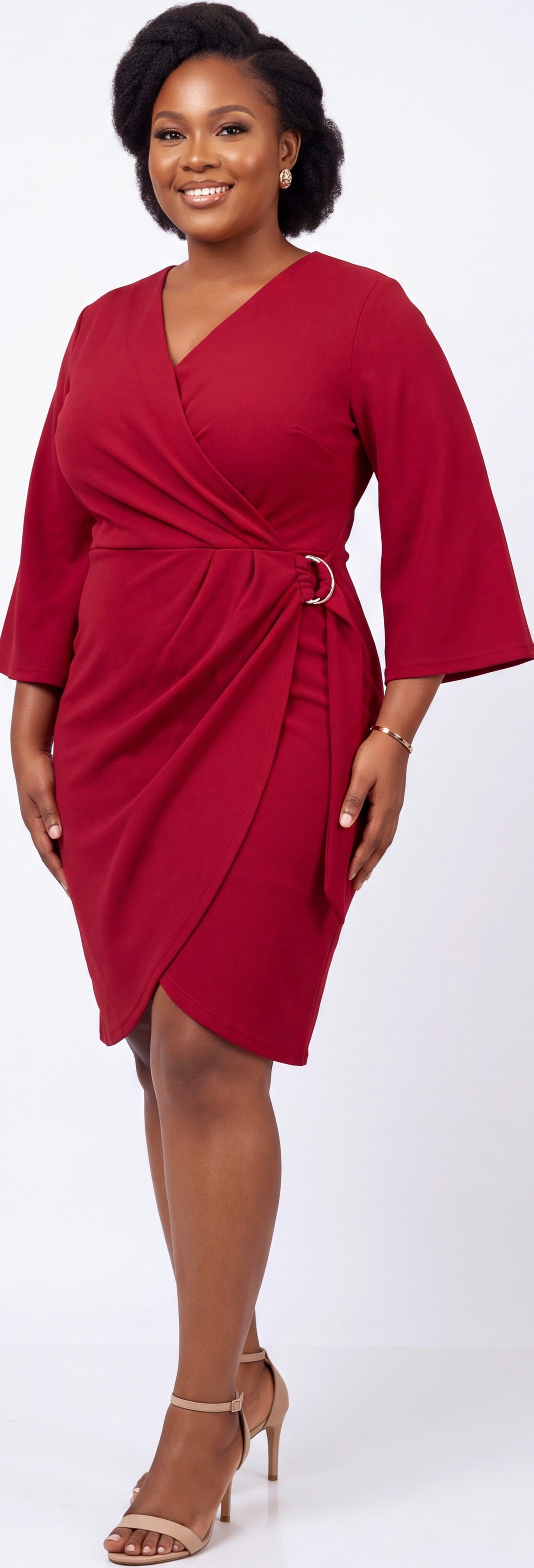 Red wrap dress
