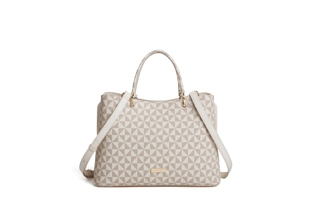 Cream print medium size bag