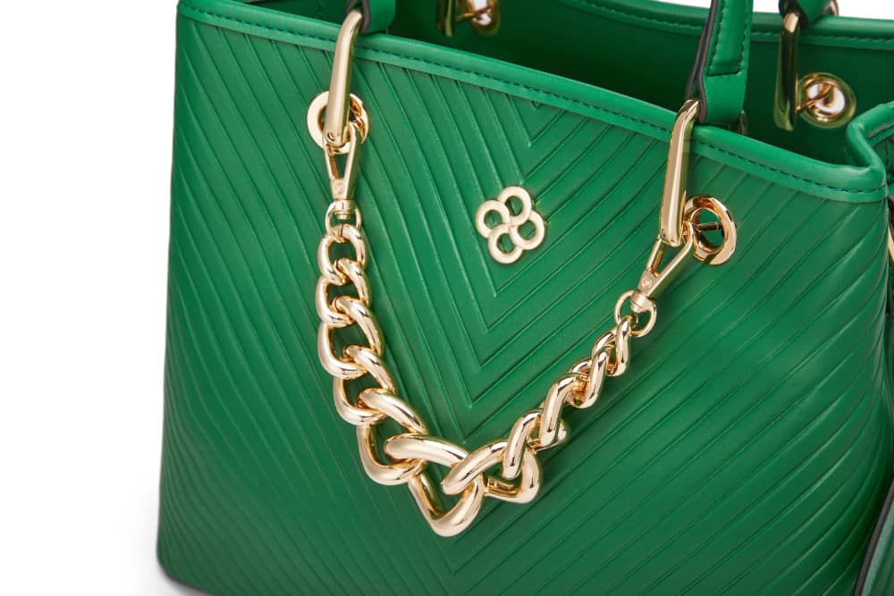 Green stripped medium handbag