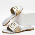 Silver and gold flat sandals