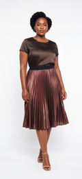 Coffee pleated skirt