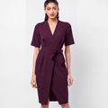 Dark maroon wrap dress