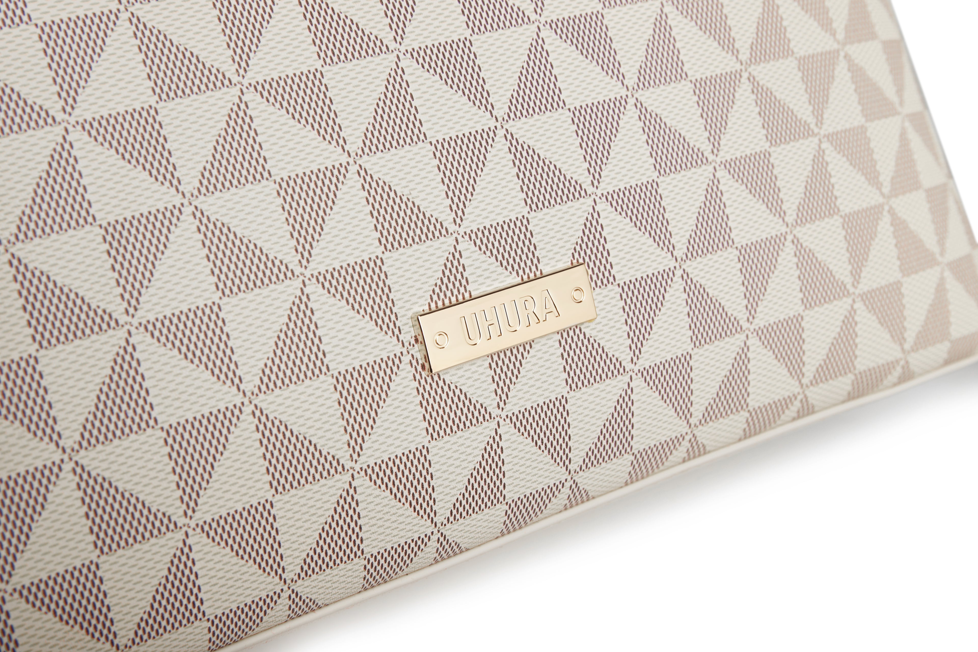 Cream print medium size bag