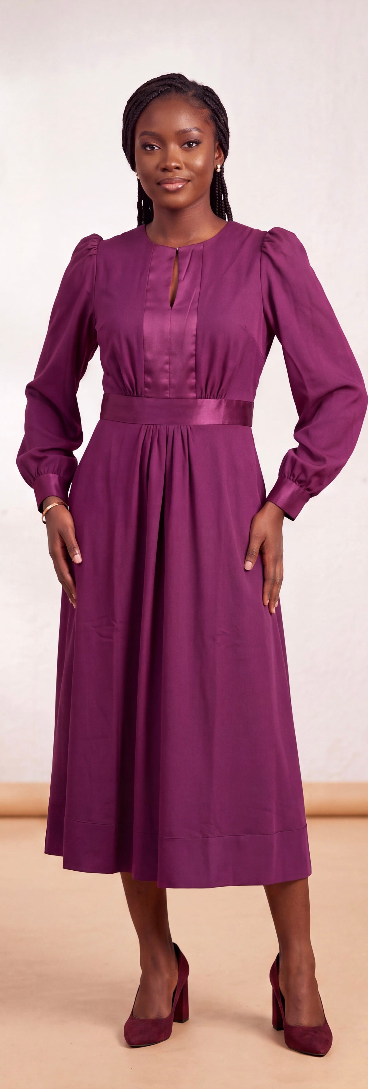Maroon midi dress
