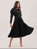 Midi skater black pleated dress