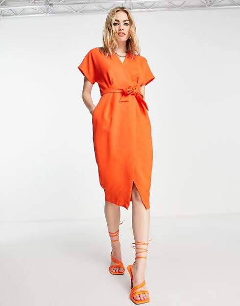 Orange wrap dress