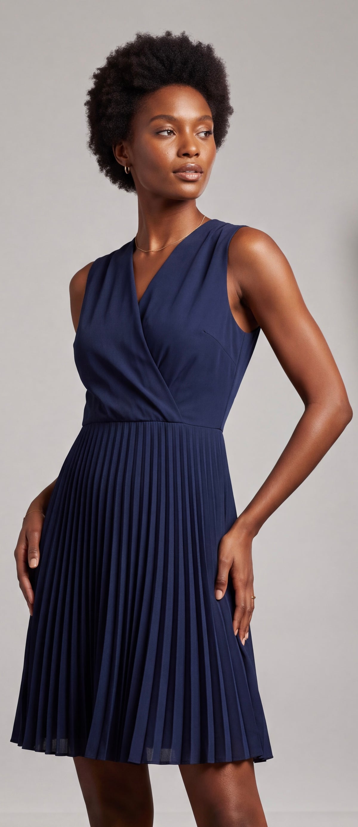 Navy pleated dress