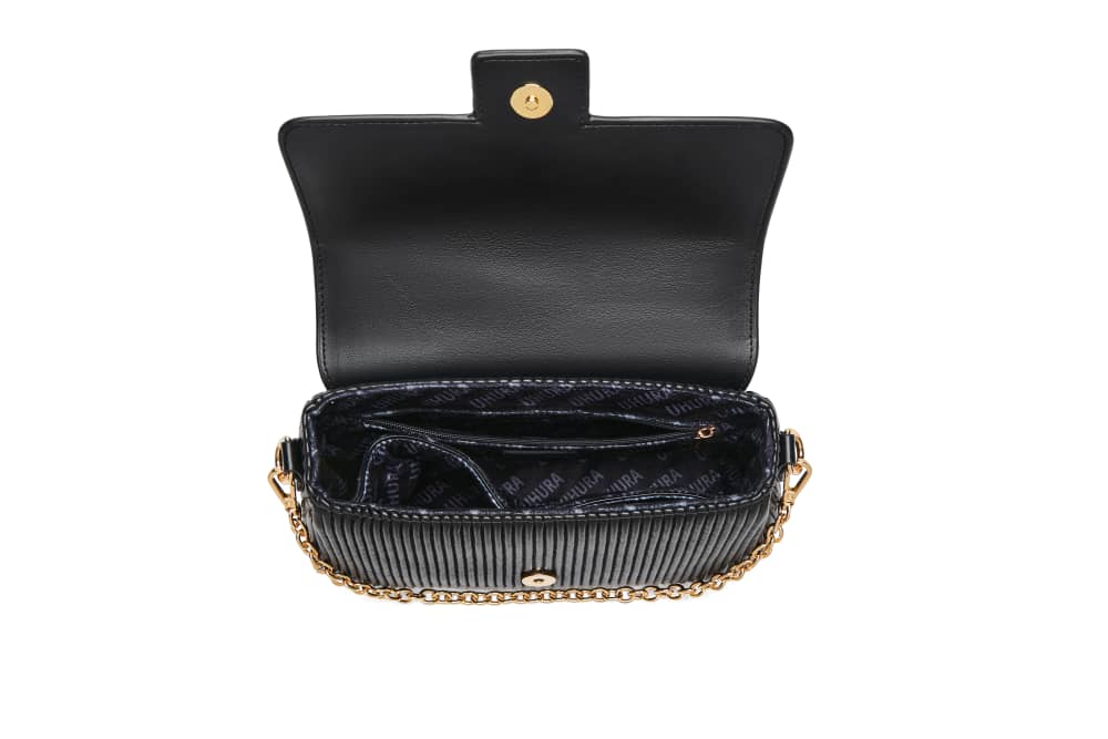 Black ruched crossody bag