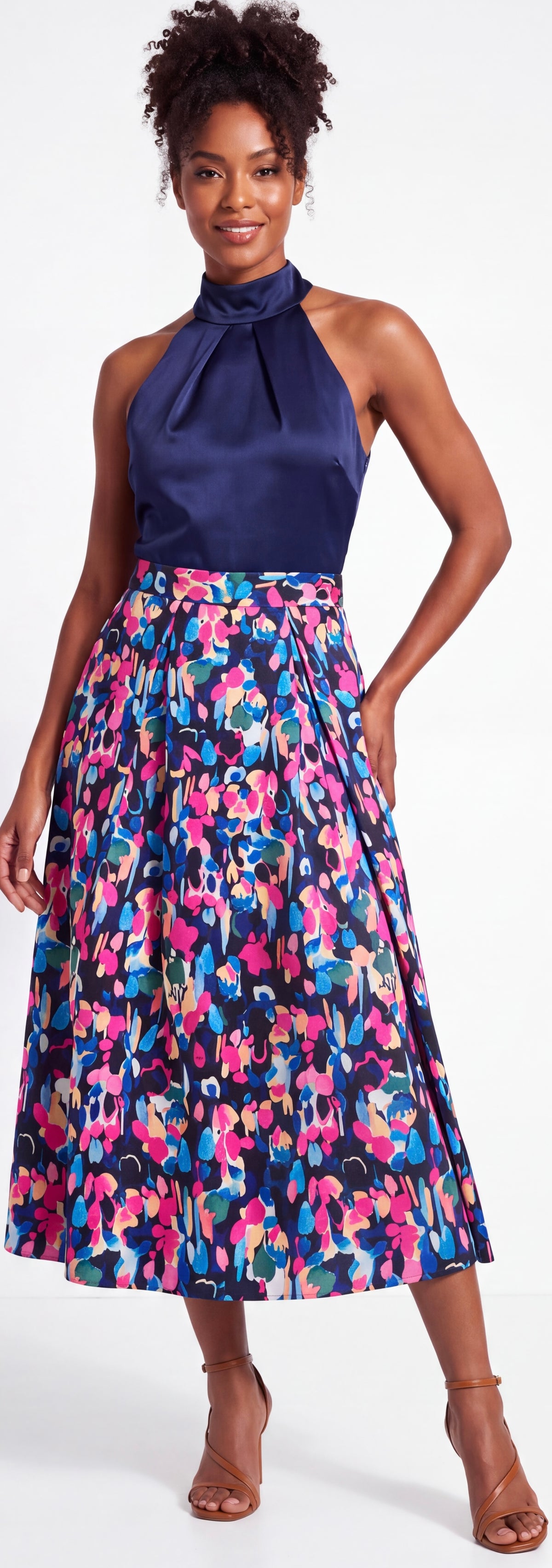 2 in 1 floral skater dress