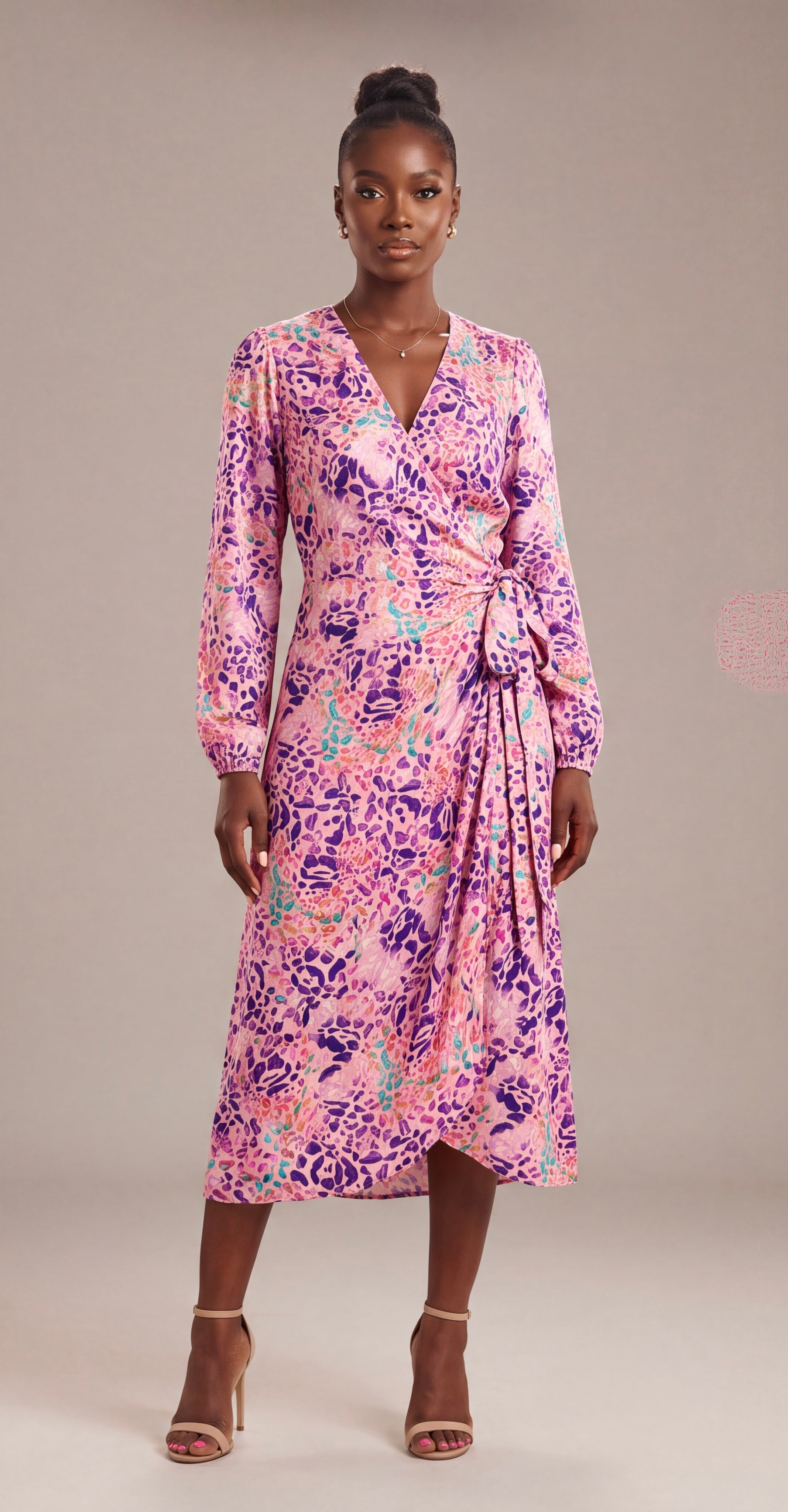 Print wrap dress